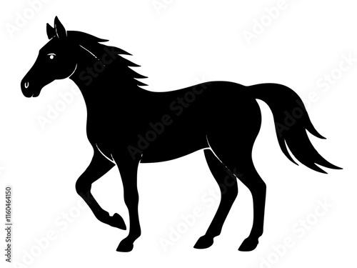 Horse black silhouette vector, Simple silhouette Design vector icon with white background