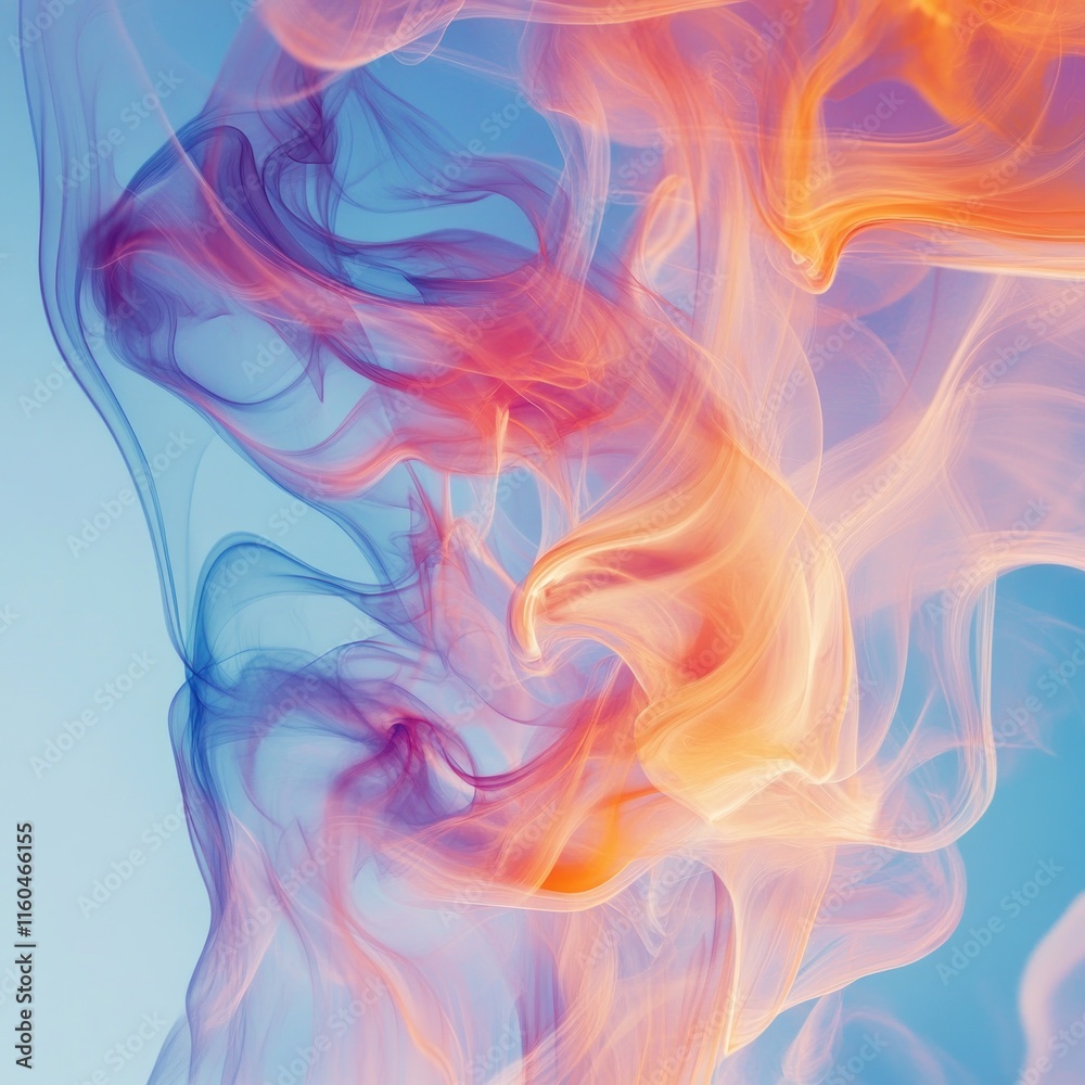 Obraz premium Abstract swirling vibrant colors in blue, orange and purple hues.
