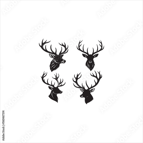 create a Deer antlers silhouette vector icon desing with a white background