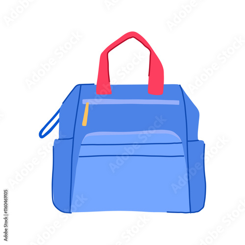 waterproof diaper bag cartoon. insulated pad, pockets versatile, durable designer waterproof diaper bag sign. isolated symbol vector illustration