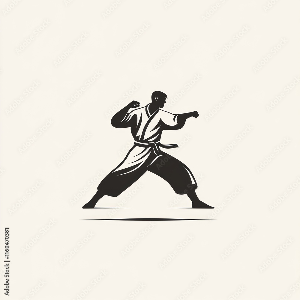 Karate martial artist in fighting stance. Karate martial artist in fighting stance.