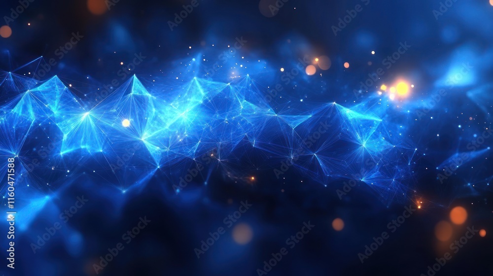 Obraz premium A quantum blue abstract background, blending glowing elements with complex geometric shapes