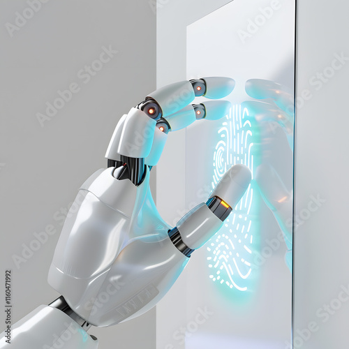 3D render of a white robot hand touching a digital t 1717867589 4 photo