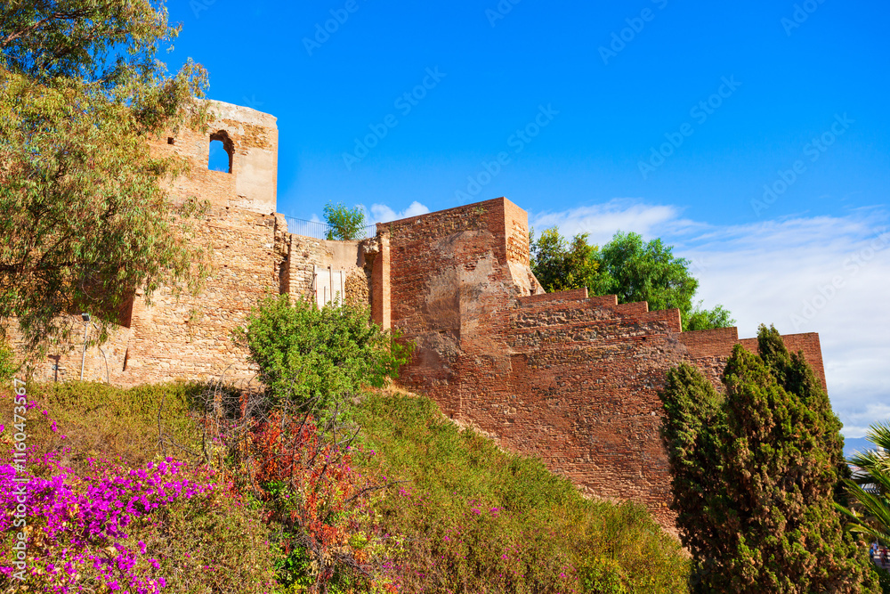 Fortress walls in Malaga, Andalusia community in Spain Fortress walls in Malaga, Andalusia community in Spain