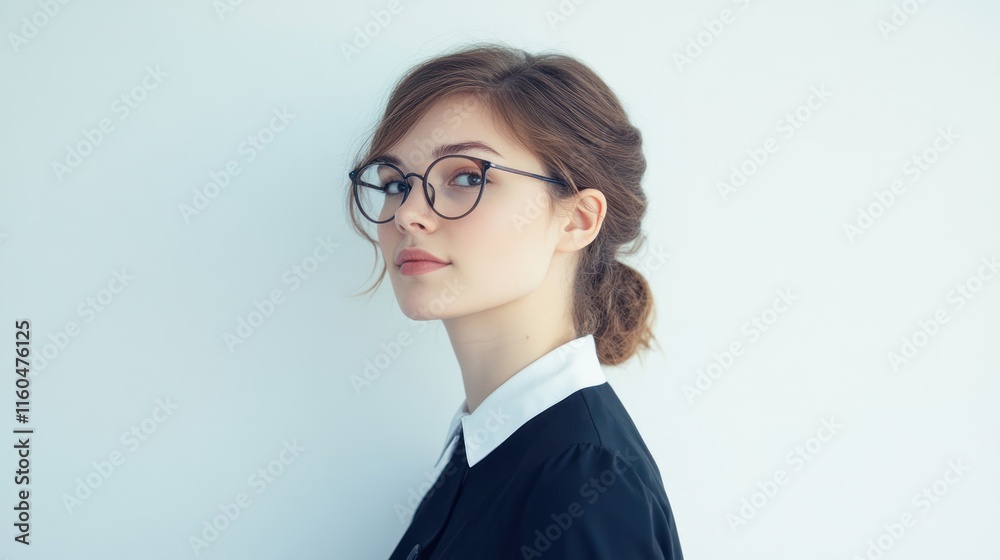 Artistic portrait of a female engineer in work attire, blending modern aesthetics with subtle creativity, on solid white background, single object Artistic portrait of a female engineer in work attire, blending modern aesthetics with subtle creativity, on solid white background, single object