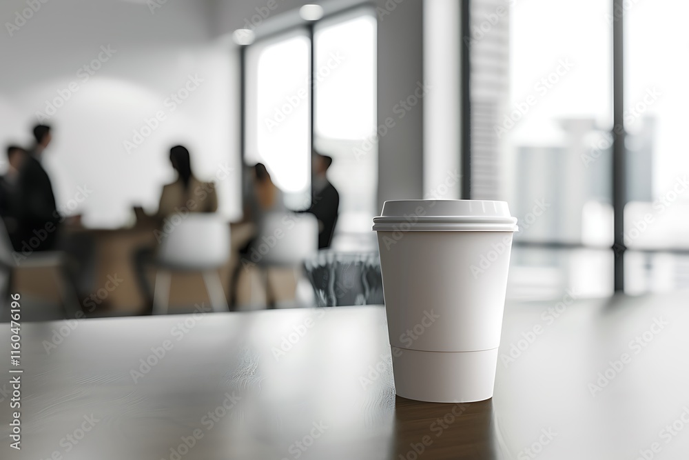 Stylish Coffee Cup On Table In Modern Office Environment Stylish Coffee Cup On Table In Modern Office Environment