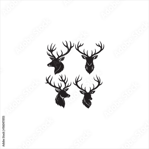 create a Deer antlers silhouette vector icon desing with a white background