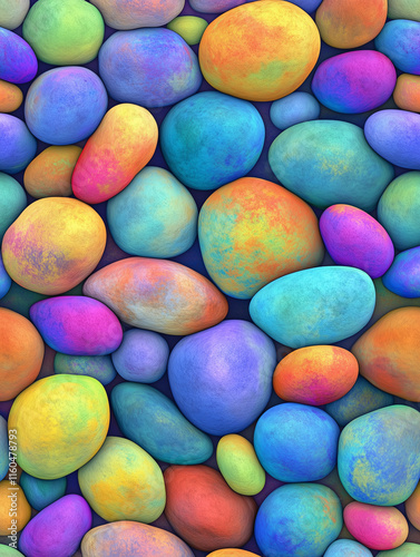 A seamless Vibrant Rainbow Of Colorful Stones
