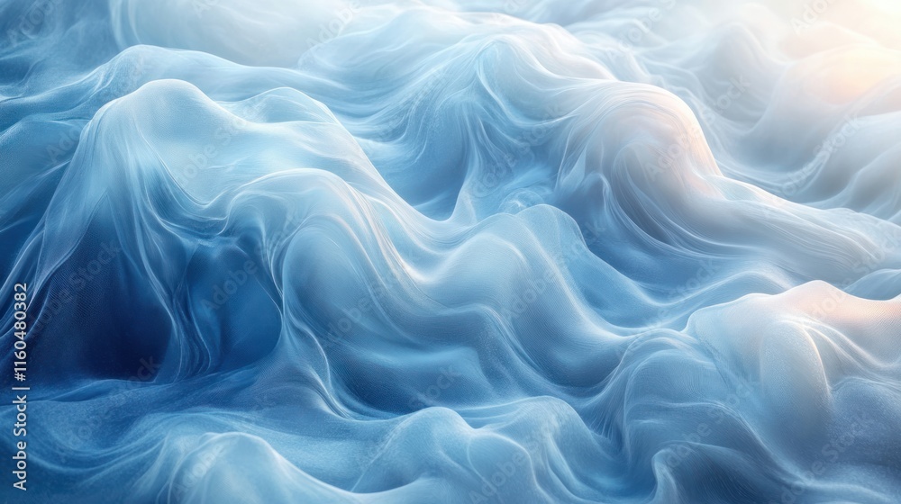 Obraz premium Dynamic blue texture with natural lighting and soft flowing waves, creating an elegant and fresh appearance
