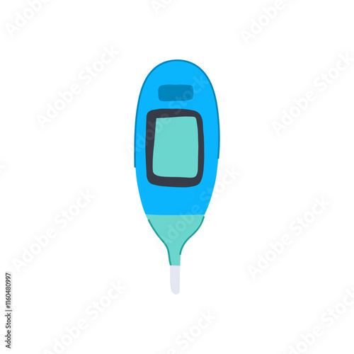 forehead thermometer baby cartoon. infrared accurate, fever pediatrician, temperature infant forehead thermometer baby sign. isolated symbol vector illustration