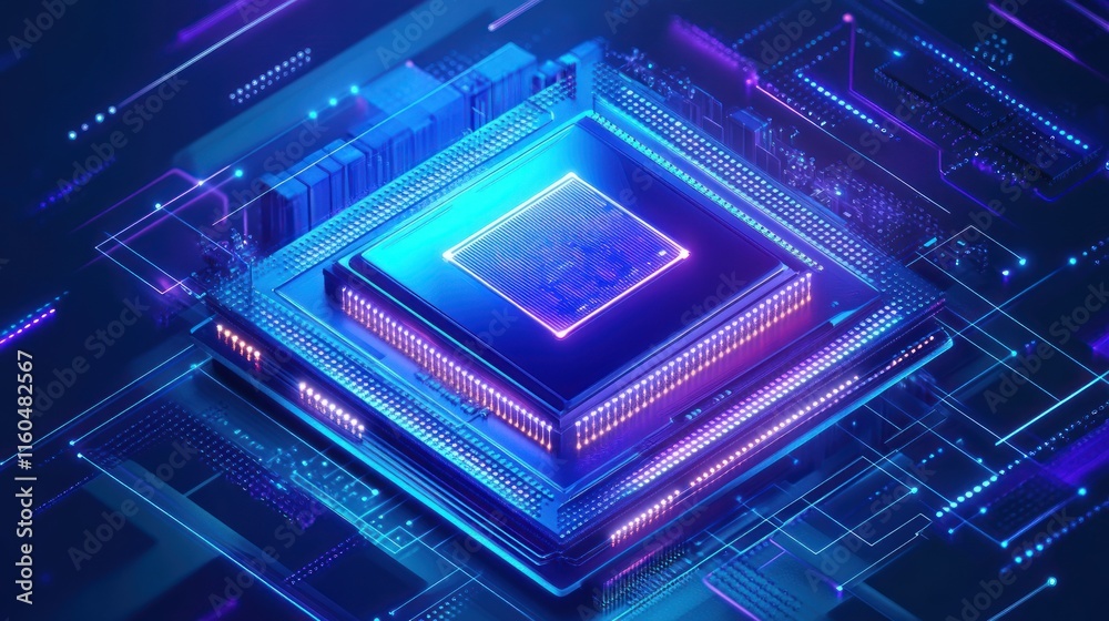 Interactive AI-powered CPU with sleek lines, glowing elements, and futuristic technology aesthetics Interactive AI-powered CPU with sleek lines, glowing elements, and futuristic technology aesthetics
