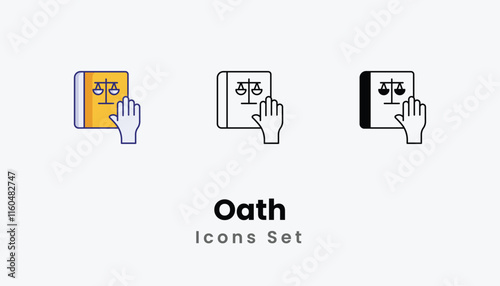 Oath Icons thin line and glyph vector icon stock illustration