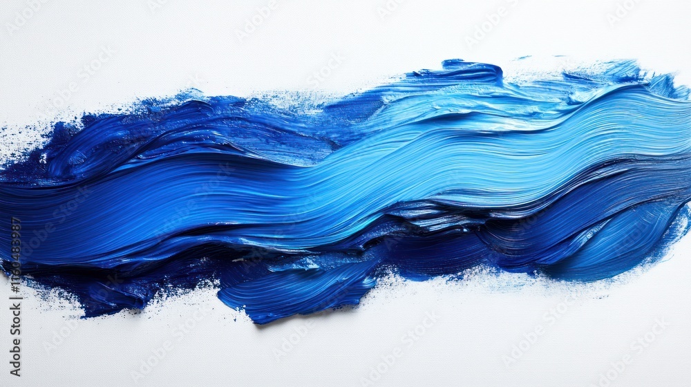 Modern blue brush stroke art with vibrant colors and layered textures for a bold, artistic effect, on solid white background, single object Modern blue brush stroke art with vibrant colors and layered textures for a bold, artistic effect, on solid white background, single object