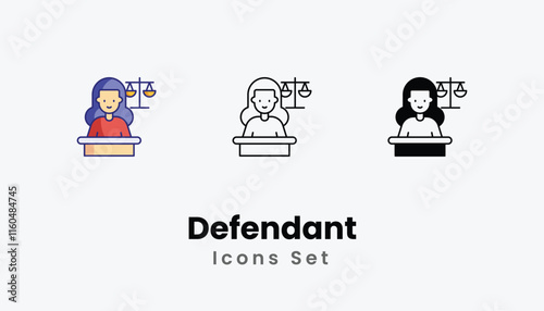 Defendant Icons thin line and glyph vector icon stock illustration