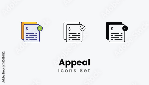 Appeal Icons thin line and glyph vector icon stock illustration