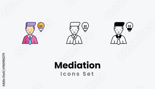 Mediation Icons thin line and glyph vector icon stock illustration