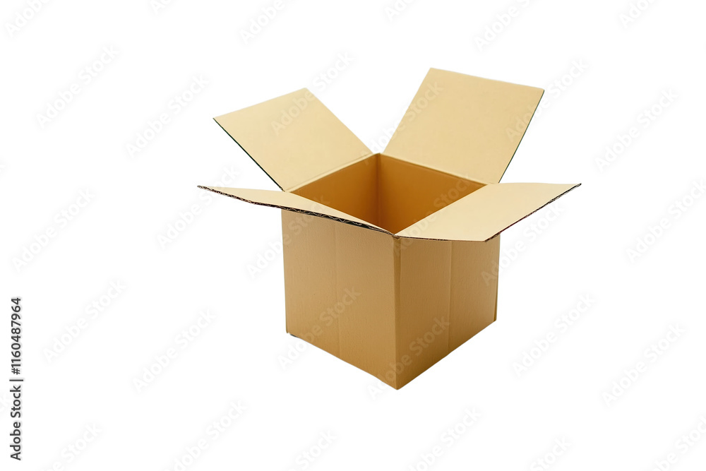 Empty cardboard box mockup with isolated white or transparent background Empty cardboard box mockup with isolated white or transparent background