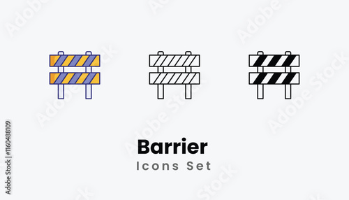 Barrier  Icons thin line and glyph vector icon stock illustration