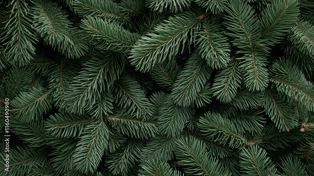 An intricate banner design featuring fluffy fir tree branches in deep green, each needle rendered in exquisite detail, with subtle light reflections adding dimension and holiday ch An intricate banner design featuring fluffy fir tree branches in deep green, each needle rendered in exquisite detail, with subtle light reflections adding dimension and holiday ch