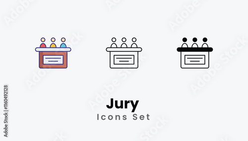 Jury  Icons thin line and glyph vector icon stock illustration
