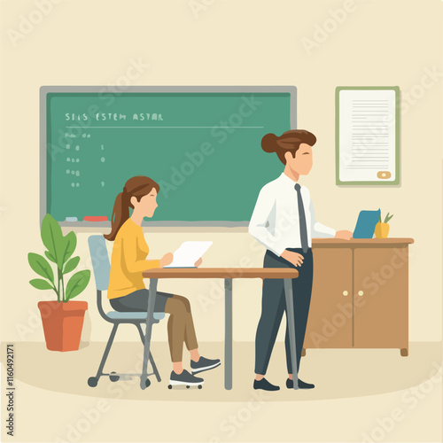 Teacher in Staff room vector design, Staff room illustration vector design