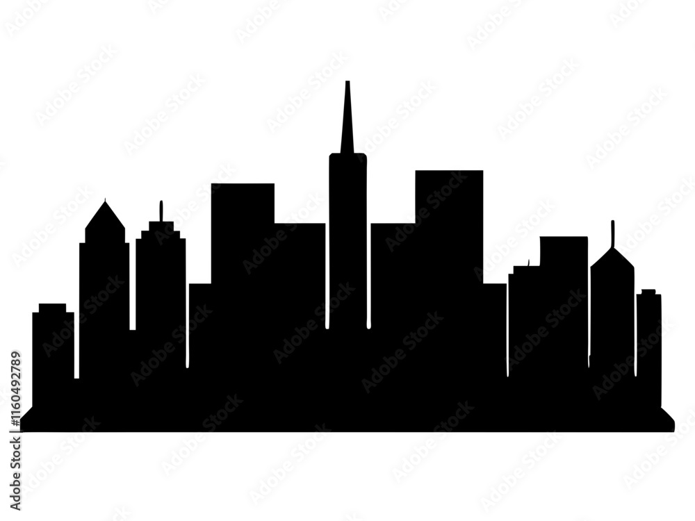 Fototapeta premium Skyline black silhouette vector, Simple silhouette Design vector icon with white background
