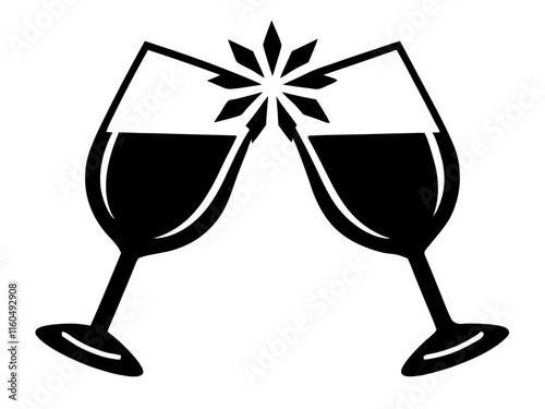 wine glass black silhouette vector, Simple silhouette Design vector icon with white background