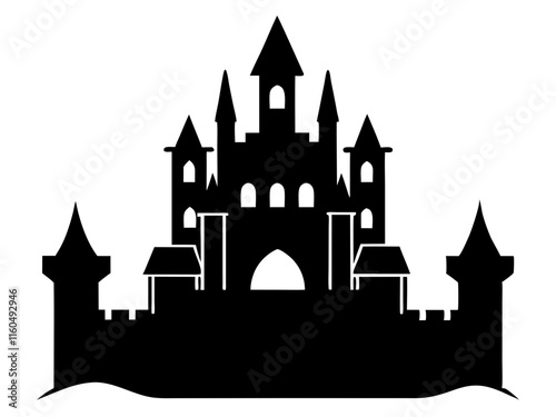 castle  black silhouette vector, Simple silhouette Design vector icon with white background
