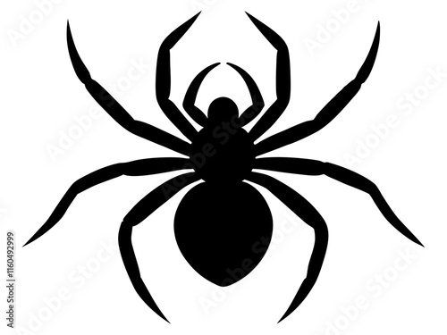 spider black silhouette vector, Simple silhouette Design vector icon with white background