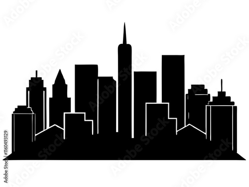 Skyline black silhouette vector, Simple silhouette Design vector icon with white background