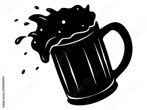 beer mug black silhouette vector, Simple silhouette Design vector icon with white background