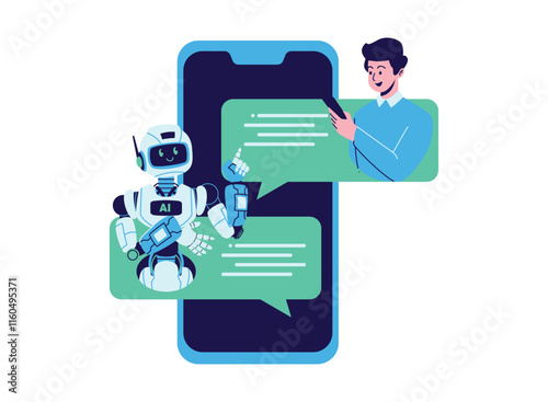 Illustration of an Chat Bot Artificial Intelligence