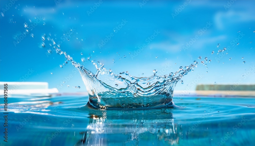 custom made wallpaper toronto digitalCrystal clear water droplet splash against a bright blue sky.