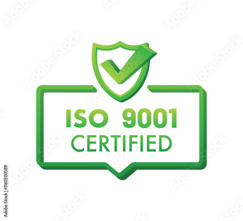 ISO 9001 Quality Management Systems Icon Design – High-Quality Product Certification Badge