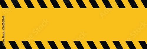 Warning frame diagonal stripes. Construction bordered yellow and black caution stripes.