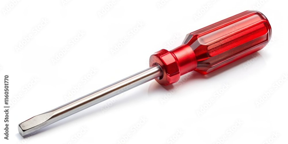 Red Screwdriver Bird's Eye View - Isolated Tool Photography Red Screwdriver Bird's Eye View - Isolated Tool Photography