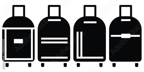 Valise, baggage, luggage icon set. Luggage suitcase, travel bag icons. Vector illustrator.