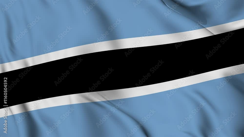 Flag of Botswana Close-up seamless loop animation. 4K