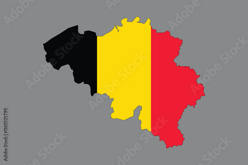 Map of Belgium with the national flag of Belgium, Belgium flag vector graphic, Belgium country flag is a symbol of freedom, National Belgium flag, vector illustration
