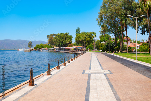 Waterfront promenade in Koycegiz town in Turkey photo