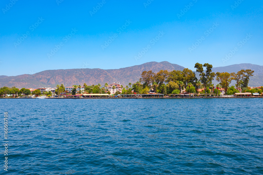 Naklejka premium Koycegiz town and Koycegiz lake in Turkey