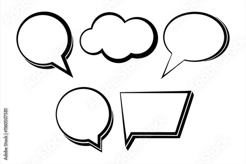 speech bubble set, talk bubble, message comment bubble vector art illustration