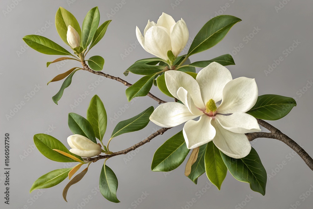 Beautiful blooming white magnolia branch Beautiful blooming white magnolia branch