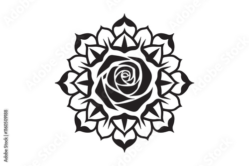 Rose simple mandala design silhouette photo