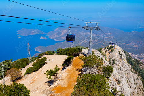 Cable car at Babadag mountain in Turkey photo