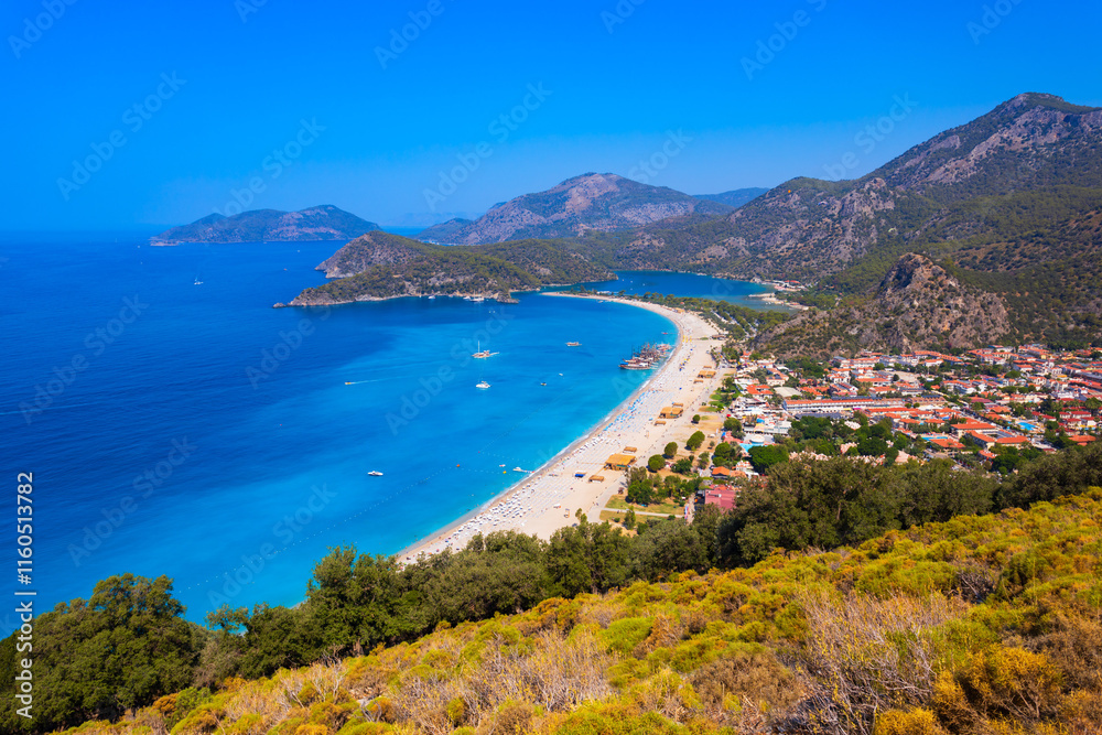 Oludeniz beach aerial panoramic view in Turkey Oludeniz beach aerial panoramic view in Turkey