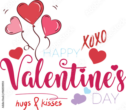 Happy Valentines Day typography vector illustration. Romantic Template design for celebrating valentine's Day on 14 February. Wallpaper, flyer, poster, sticker, banner, card.