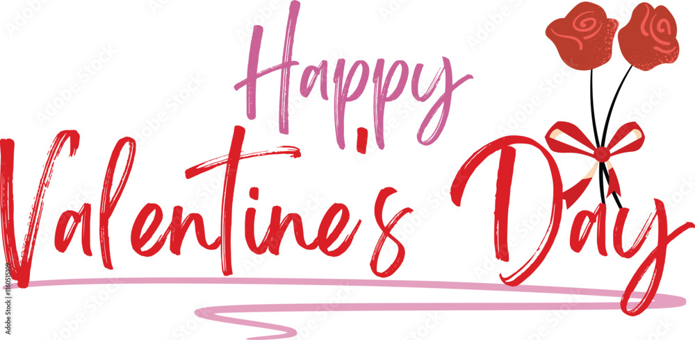 Obraz premium Happy Valentines Day typography vector illustration. Romantic Template design for celebrating valentine's Day on 14 February. Wallpaper, flyer, poster, sticker, banner, card.