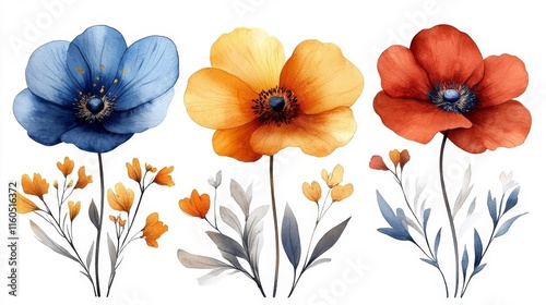 Wallpaper Mural Watercolor Floral Illustrations. Generative AI Torontodigital.ca