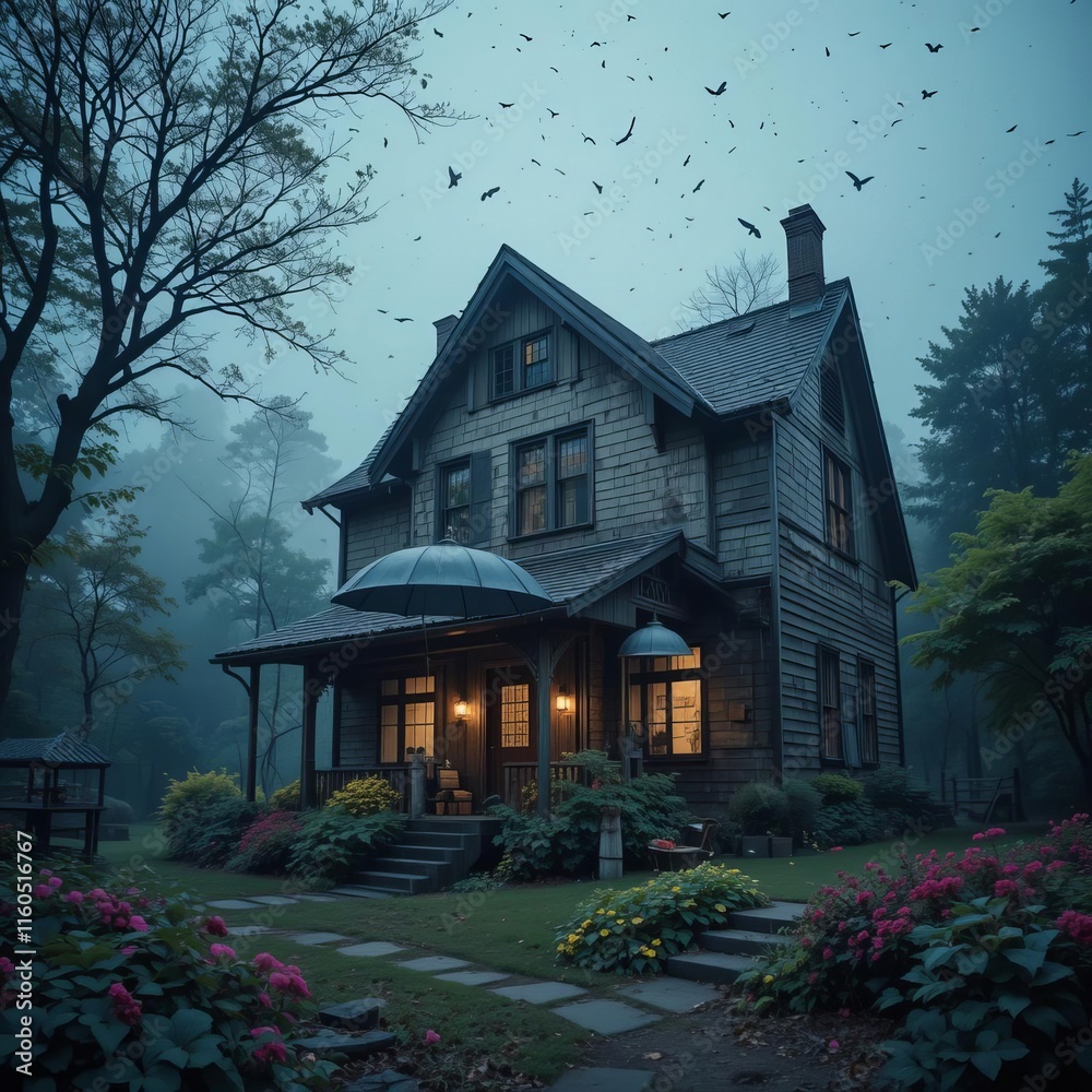 house in the park, Mystical House Scene house in the park, Mystical House Scene